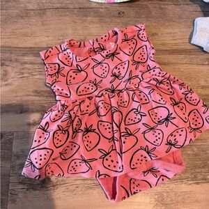 Tea Strawberry Print Baby One Dress